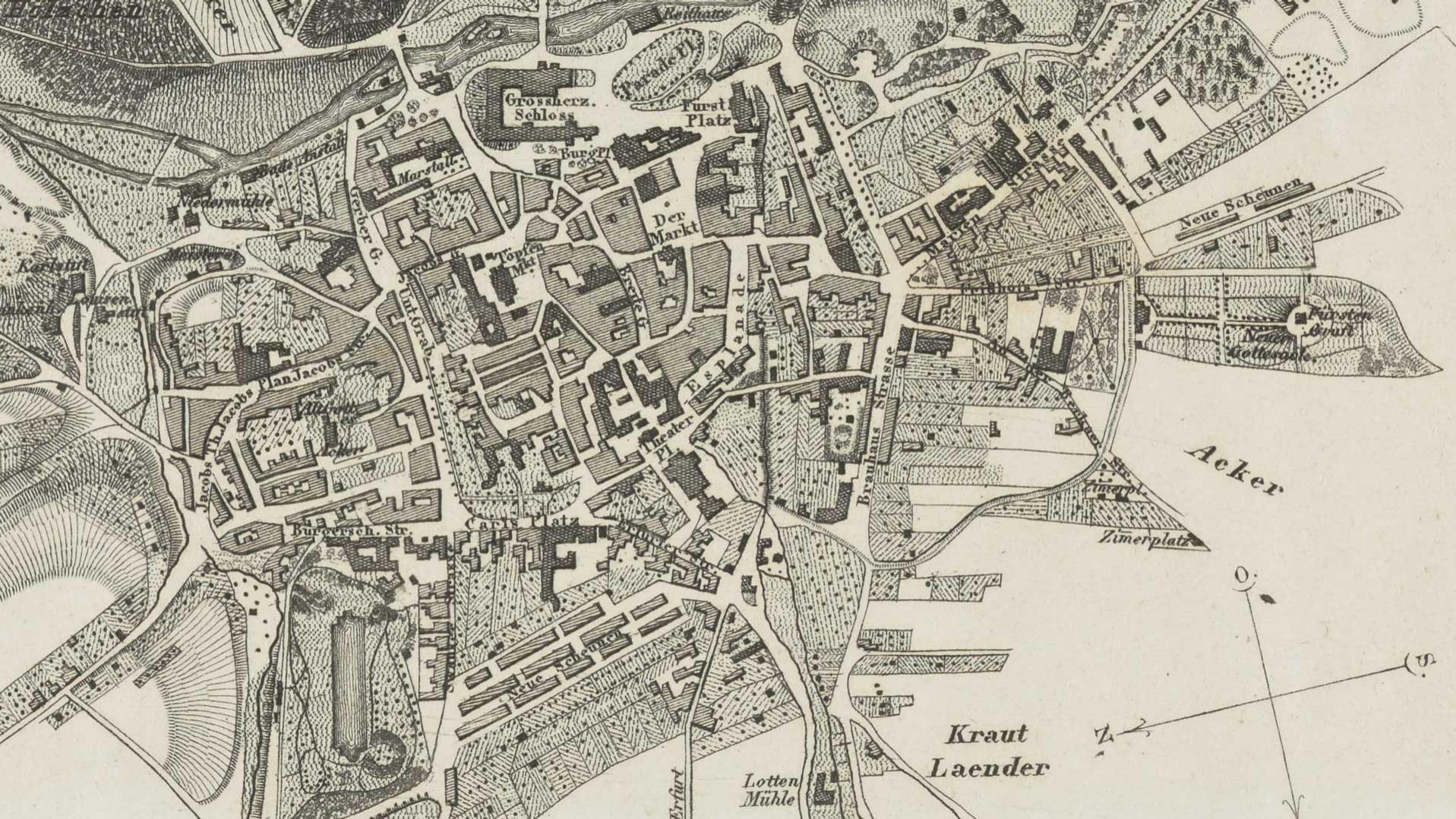Weimar Stadtplan 1826. Quelle: Klassik Stiftung Weimar