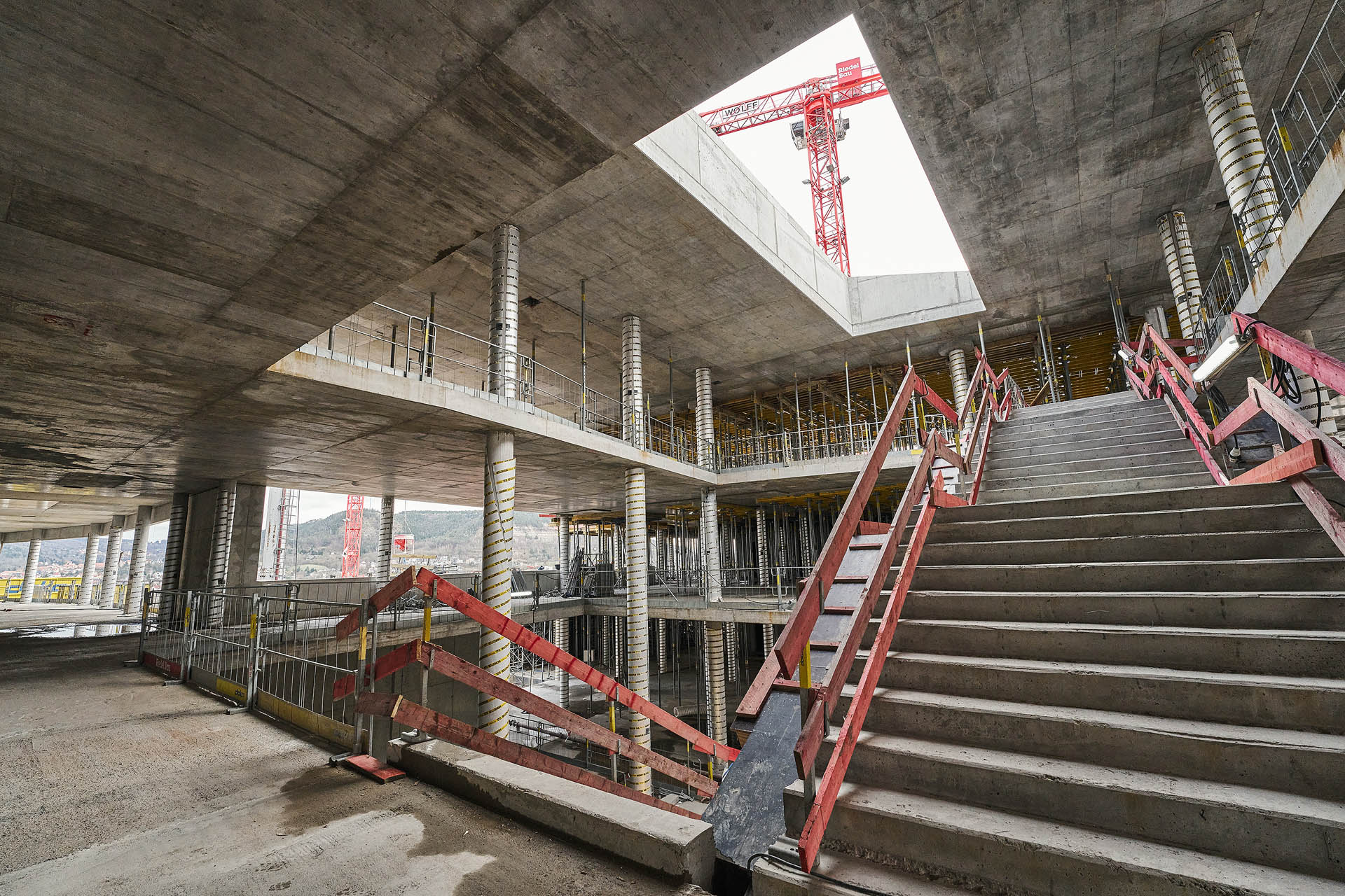 Fortschritt des Rohbaus macht zukünftige Räume sichtbar