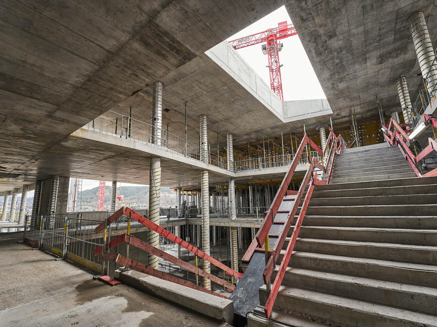 Fortschritt des Rohbaus macht zukünftige Räume sichtbar