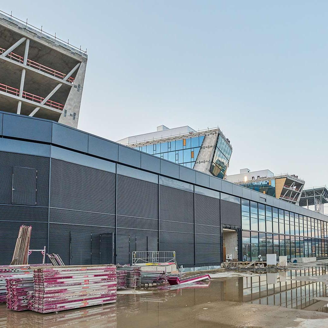 Blick auf die Errichtung des Parkdecks