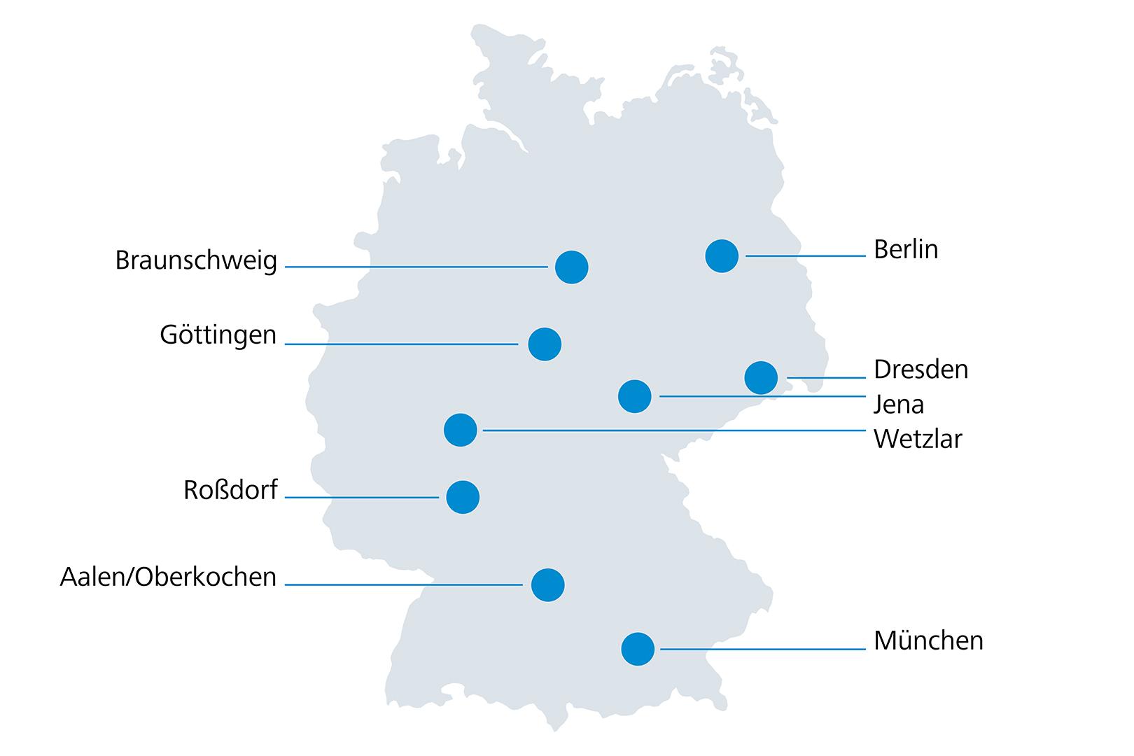 Deutschlandkarte zu ZEISS Standortfonds