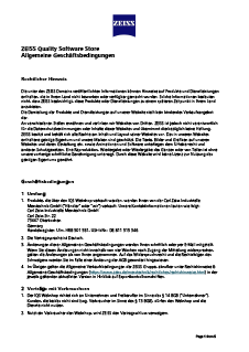 Vorschaubild von ZEISS Quality Software Store: Allgemeine Geschäftsbedingungen