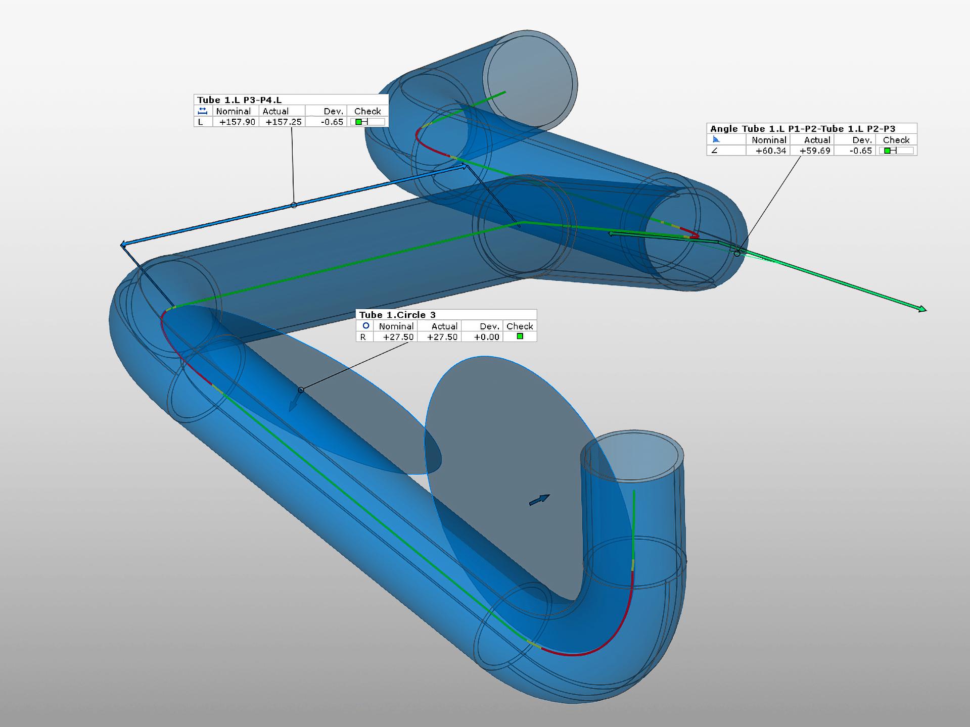 Bestimmung der Biegekorrekturparameter mit Tube Check für ZEISS INSPECT