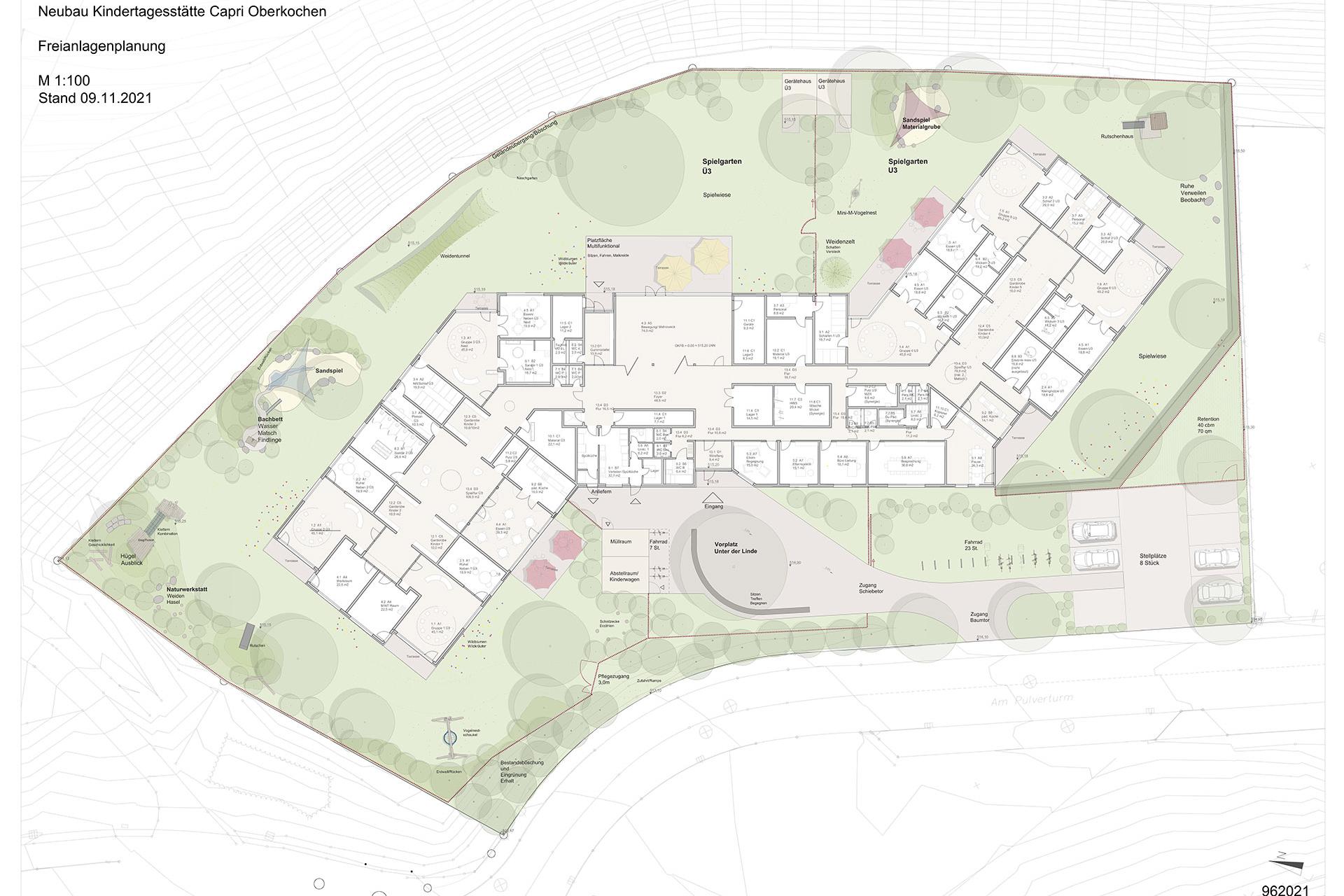 Grundriss Erdgeschoss und Freianlagenplan