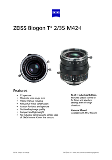 Vorschaubild von ZEISS Biogon T* 2/35 M42-I