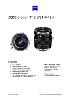Vorschaubild von ZEISS Biogon T* 2.8/21 M42-I