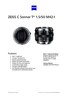 Vorschaubild von ZEISS C Sonnar T* 1.5/50 M42-I