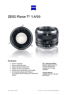 Vorschaubild von ZEISS Planar T* 1.4/50