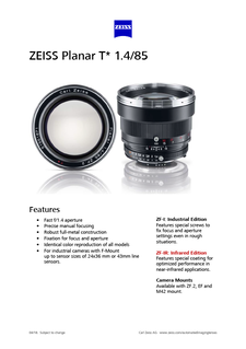 Vorschaubild von ZEISS Planar T* 1.4/85