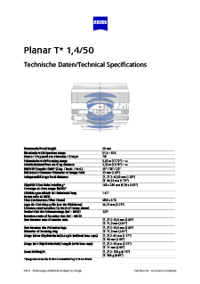 Vorschaubild von ZEISS Planar T* 1.4/50
