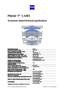 Vorschaubild von ZEISS Planar T* 1.4/85