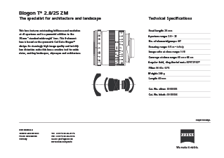 Vorschaubild von ZEISS Biogon T* 2.8/25 ZM