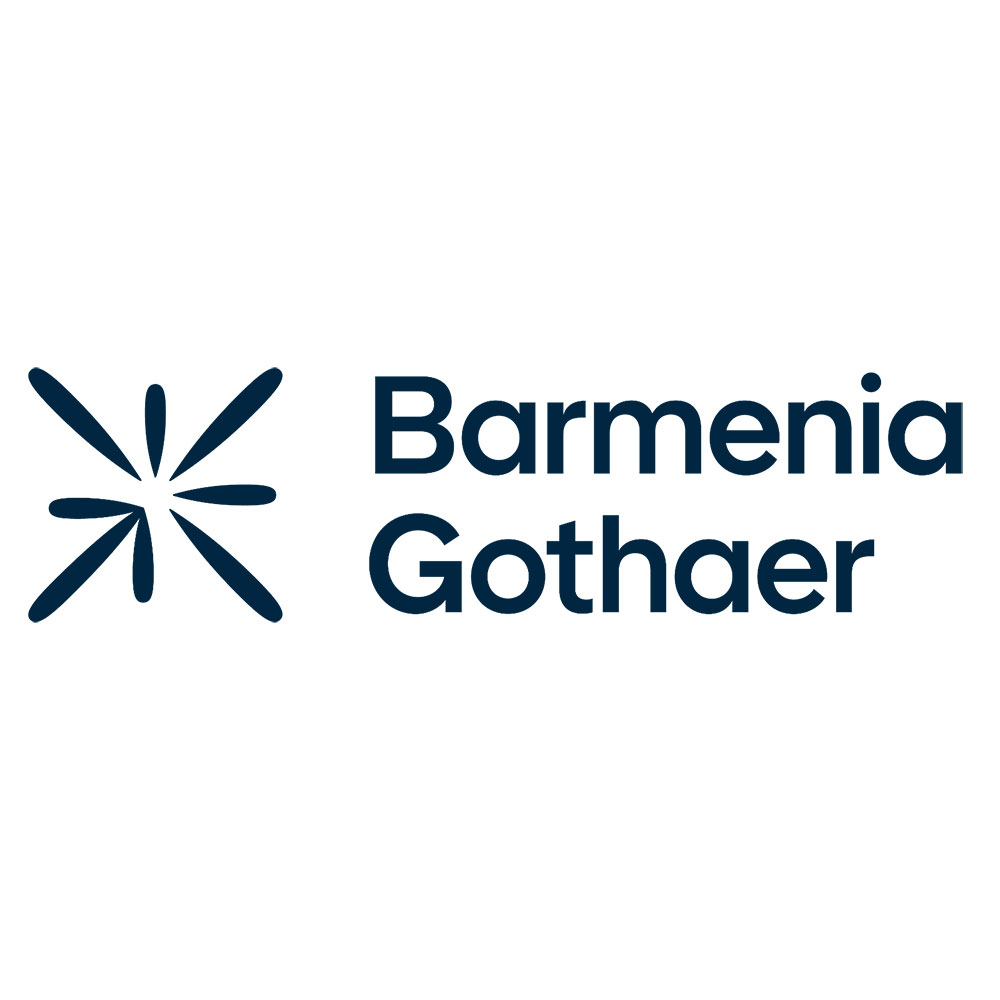 Das Logo der Versicherung "Barmenia Gothaer" mit einem stilisierten Sternsymbol und klarem Schriftzug
