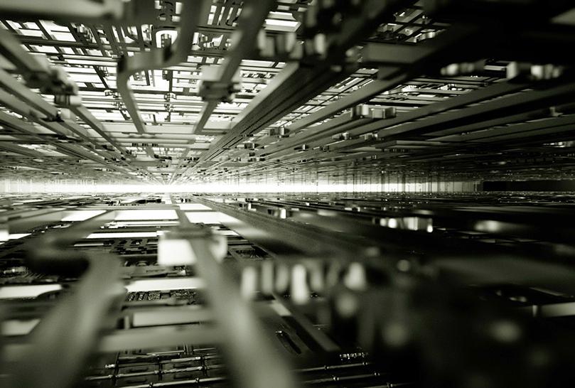 Kleinste Strukturen auf einem Mikrochip der Halbleiterindustrie