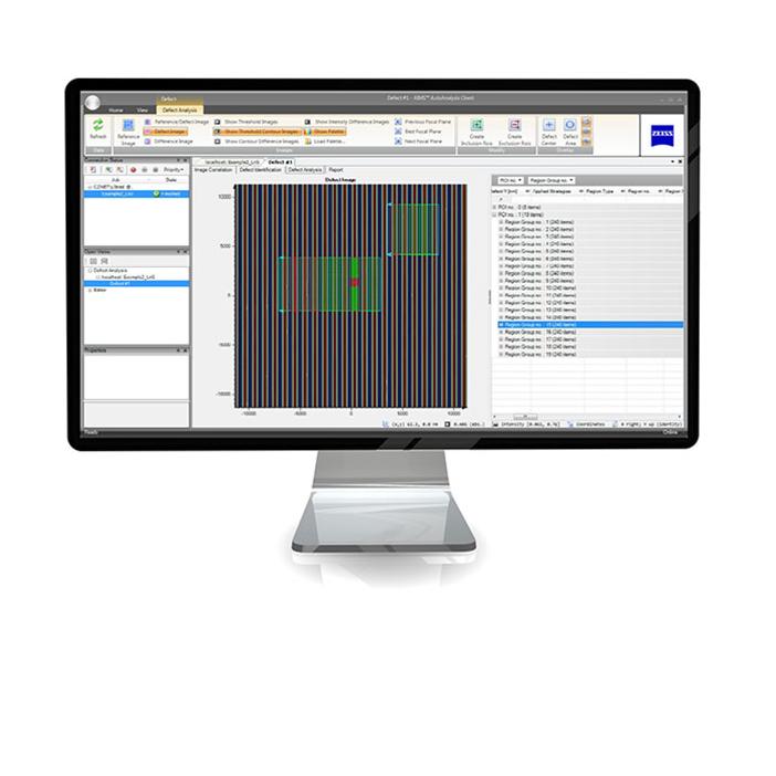 Ein Bildschirm, der ein Automatisierungsprogramm für Produkte von ZEISS SMT zeigt