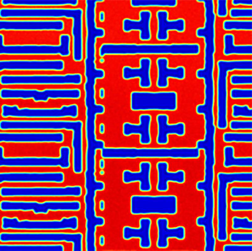 Strukturen einer Photomaske unter einem Elektronenstrahlmikroskop