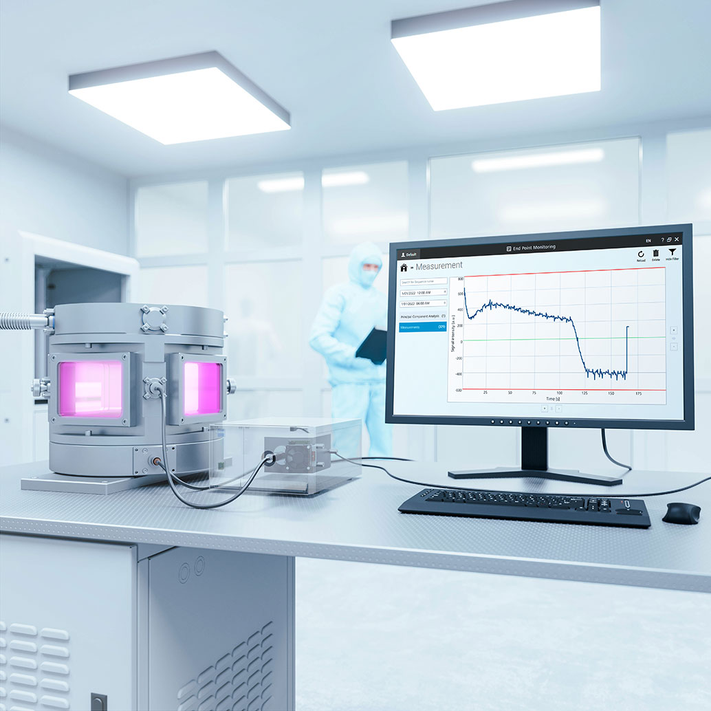 MCS Spektrometer-Modul neben der Plasmakammer im Reinraum