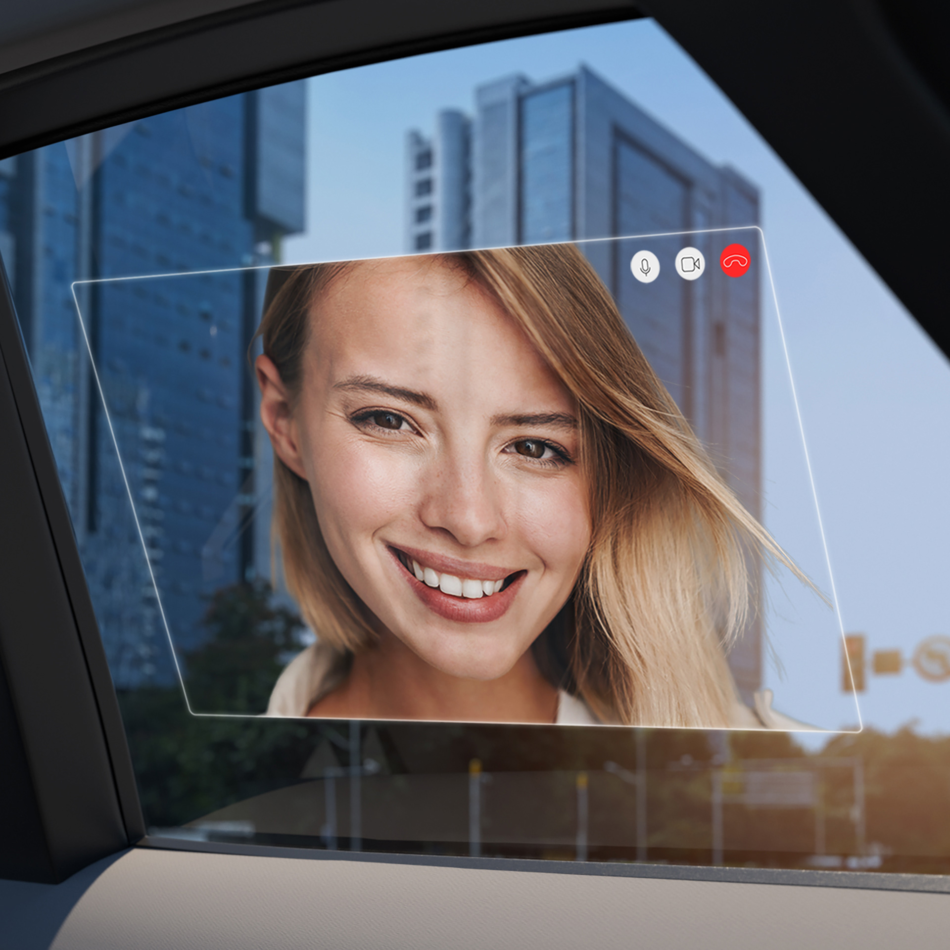 Videochatting unter Verwendung des Rückseitenfensters eines Autos