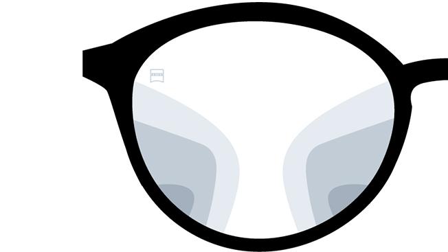 Darstellung von ZEISS Precision Pure Gleitsichtgläsern. Die Abbildung zeigt den Blick durch die Brillengläser.