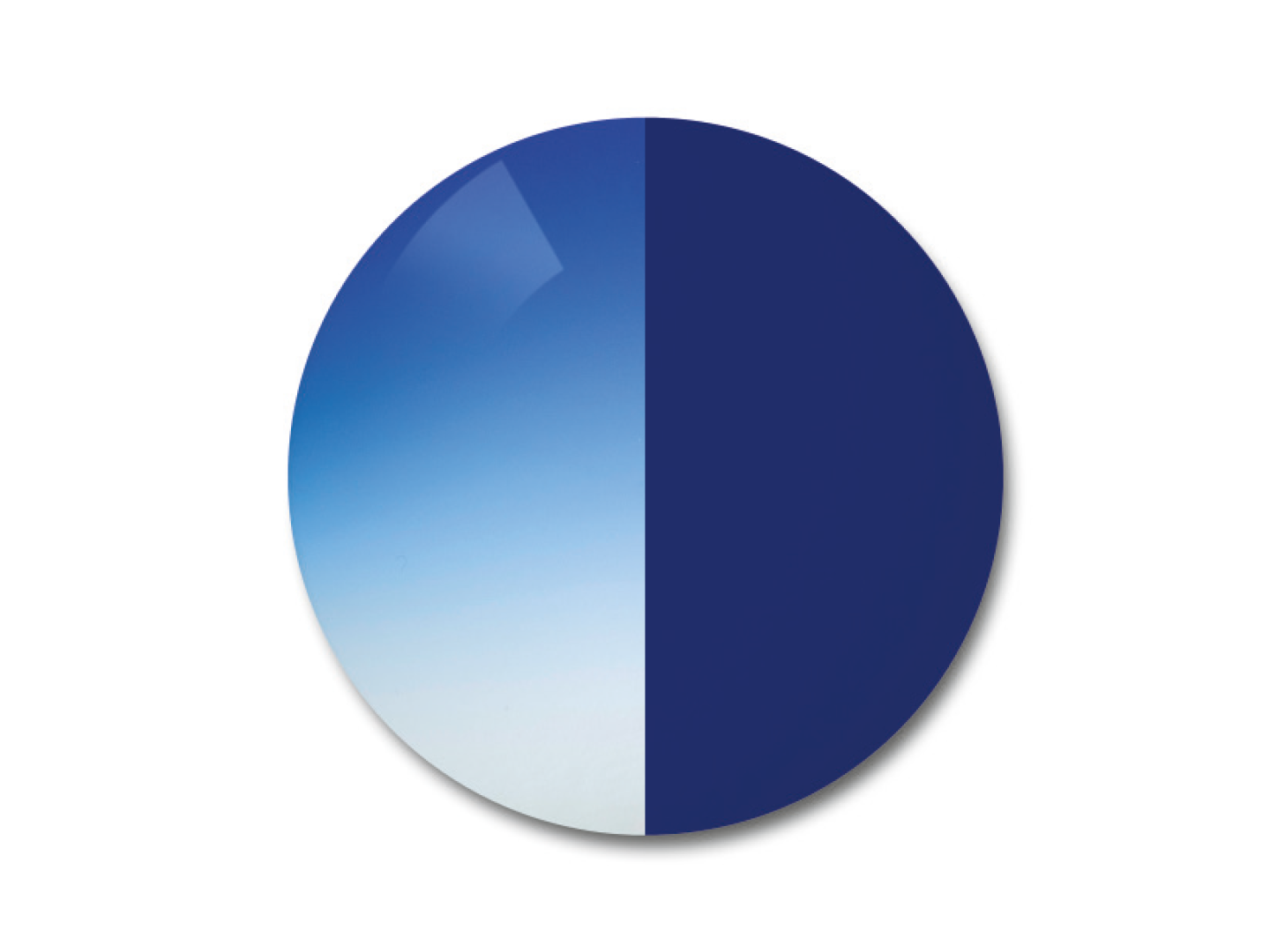 ZEISS AdaptiveSun Blau Verlauf im leicht getönten Farbverlauf und stark getönten, einfarbigen Zustand.