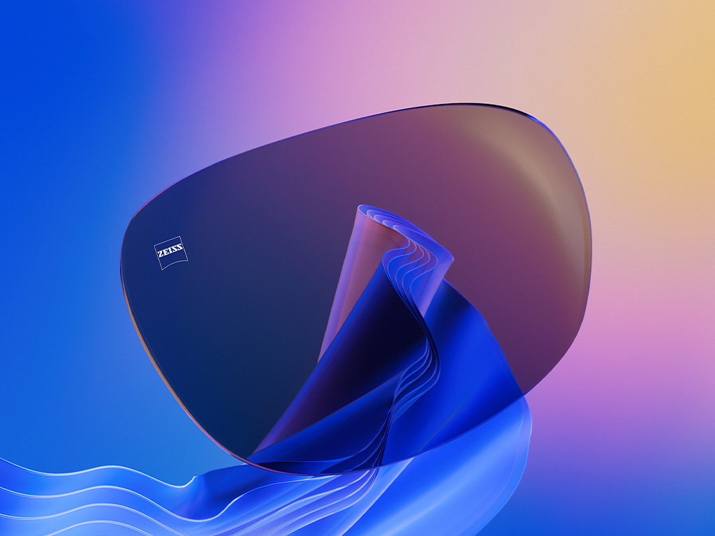 3D-CGI-Illustration eines getönten Sonnenbrillenglases.