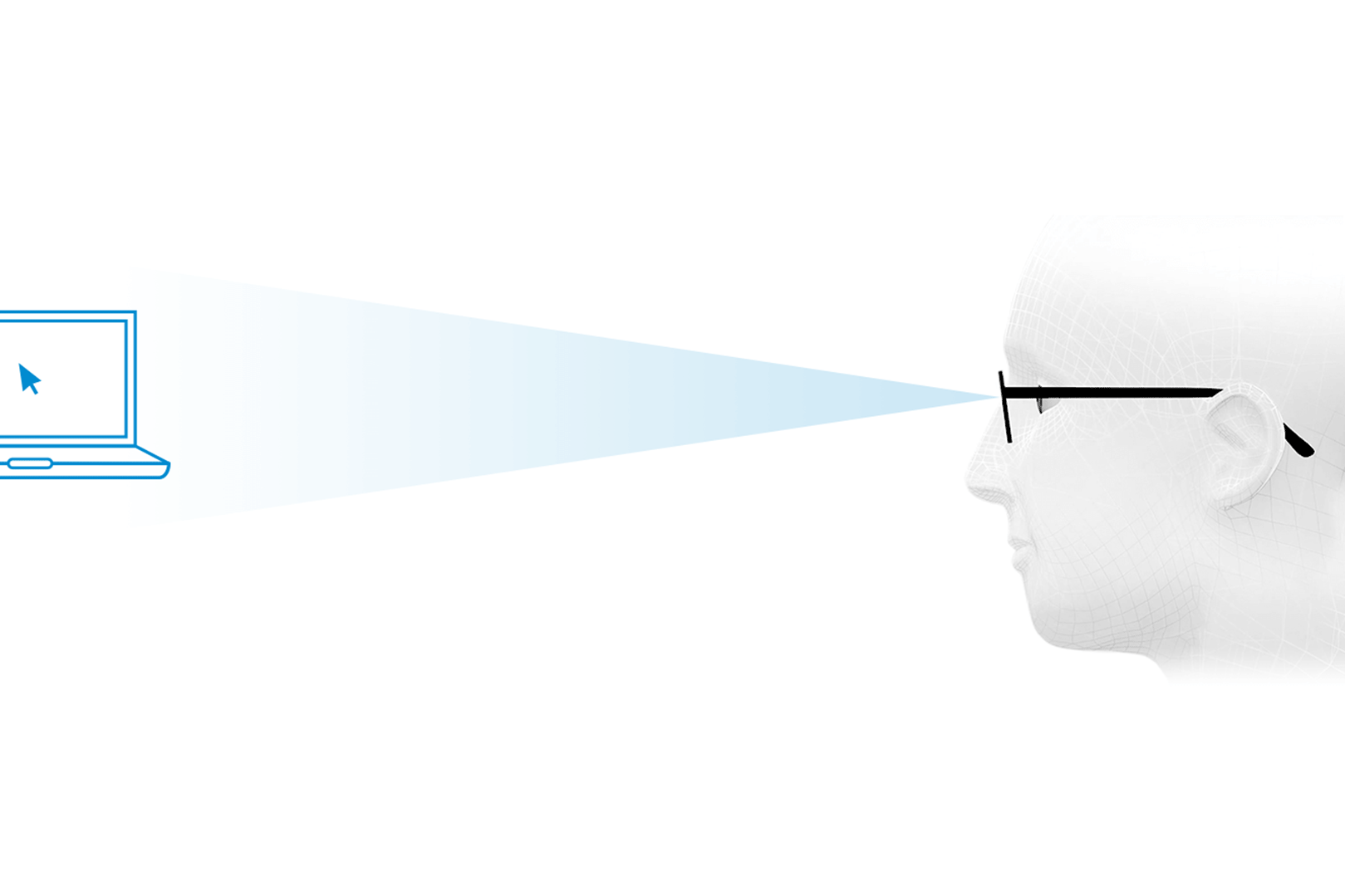 Optimales Sehen auf mittlere Entfernungen durch die mittlere Zone des Brillenglases, den Zwischenbereich.