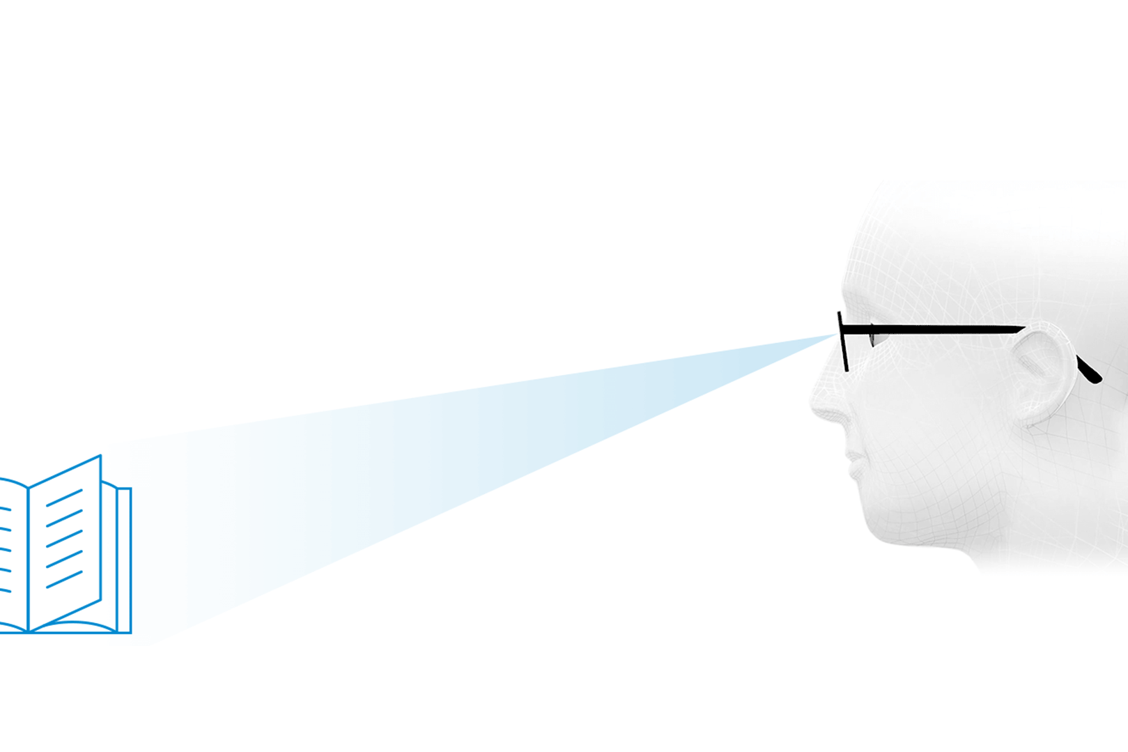 Optimales Sehen im Nahbereich durch die untere Zone des Brillenglases, den Nahbereich.