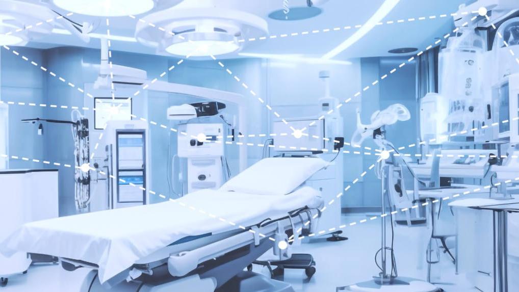 Operationsraum mit Verbindungslinien zwischen Geräten
