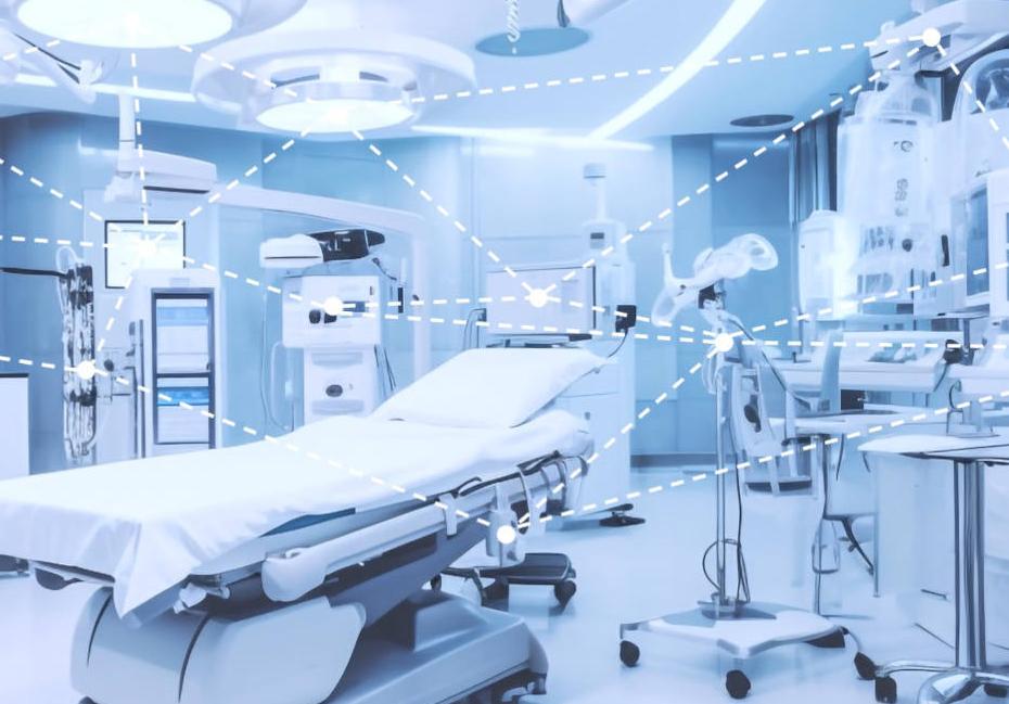 Modern hospital operating room equipped with advanced ZEISS medical technology and interconnected digital systems.