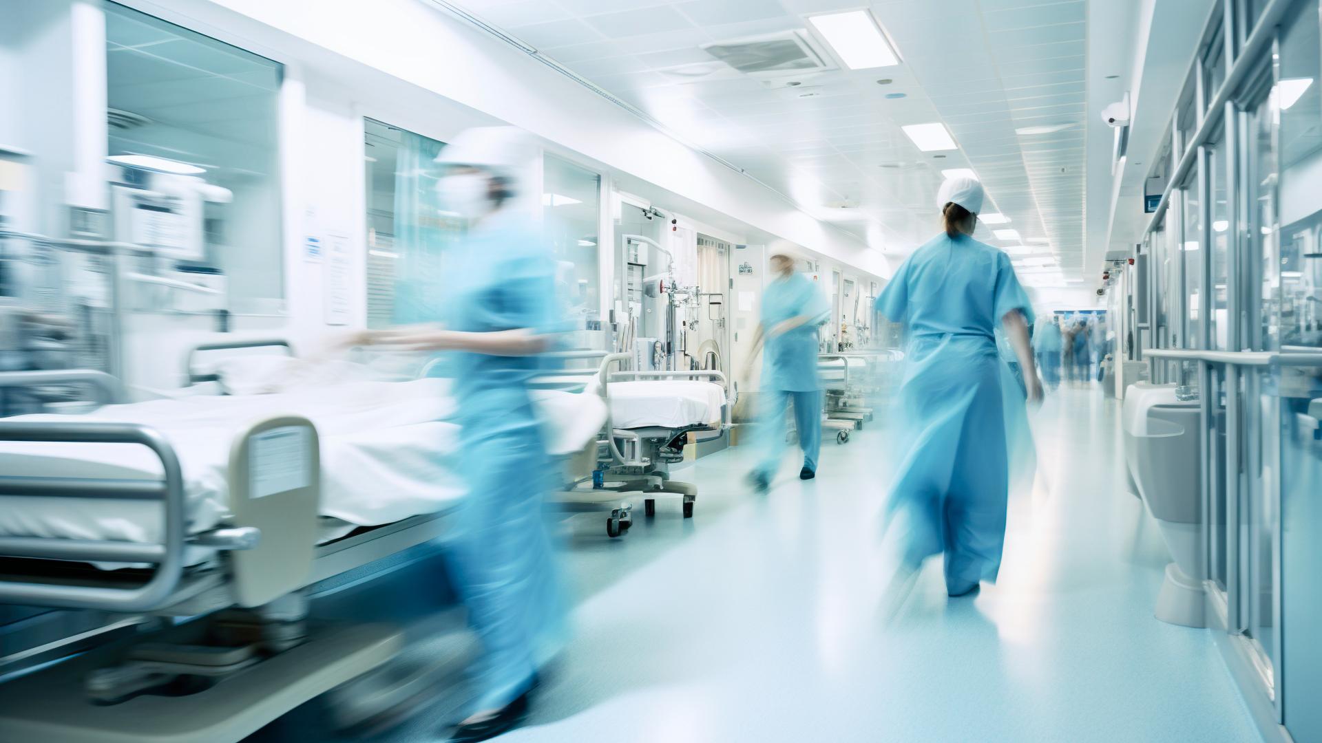 Aufnahme eines Krankenhausflurs im Zeitraffer